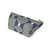 Lace Hexagon Accessory Pouch w T-bottom in Navy